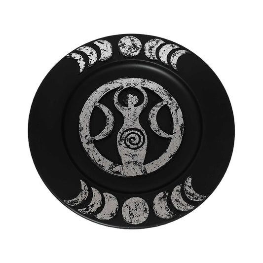 Metal charger & T-light plate Phases of Moon & Goddess 10"