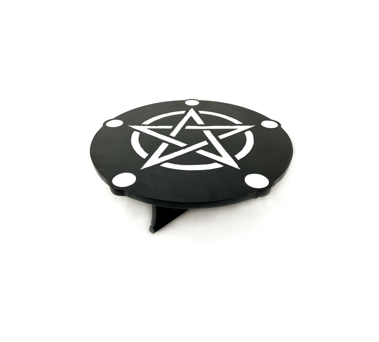 Wooden Altar Table, Pentacle, Black, approx. 18" diameter, Foldable